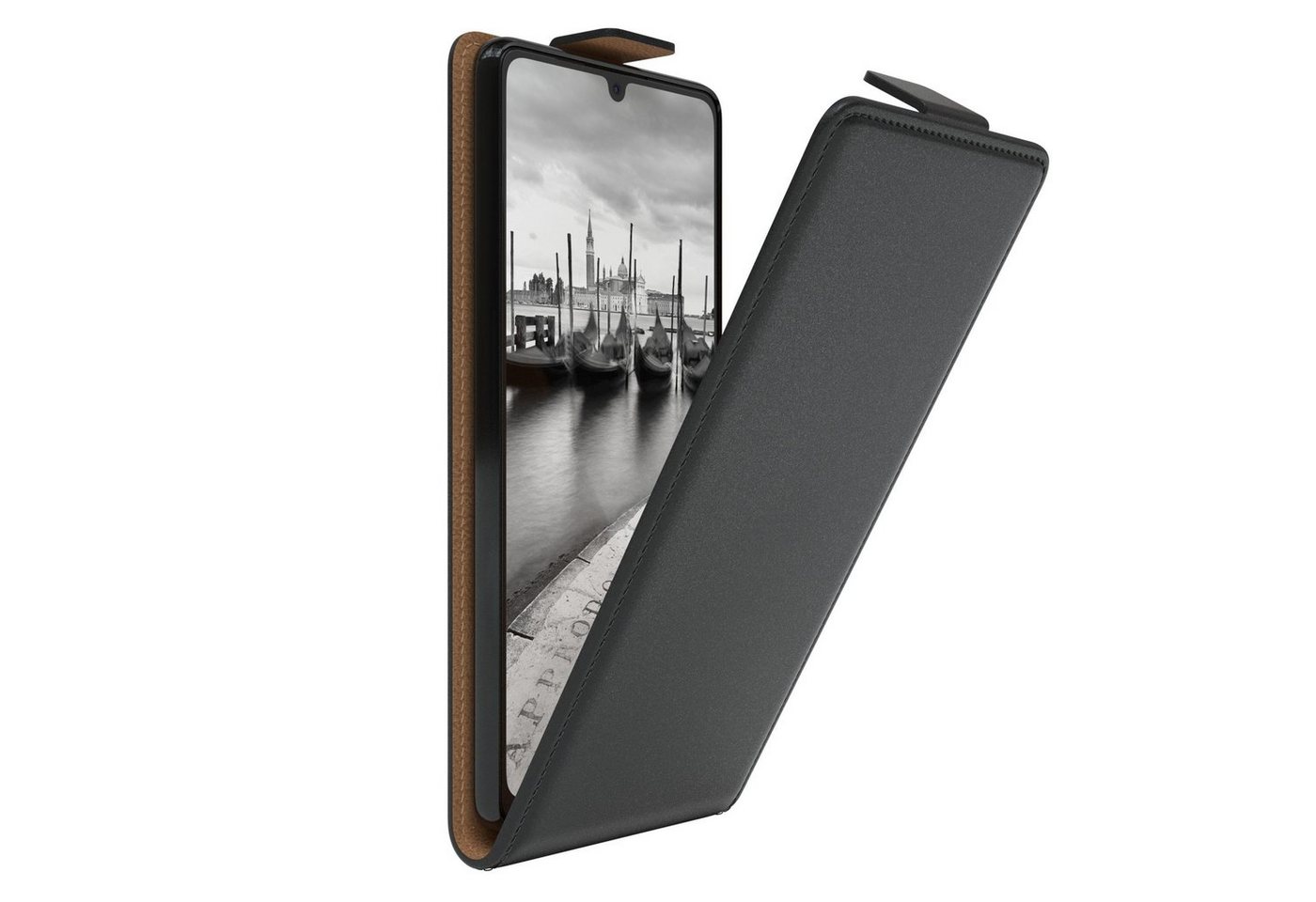 EAZY CASE Handyhülle Flipcase für Samsung Galaxy A42 5G 6,6 Zoll, Tasche Klapphülle Handytasche zum Aufklappen Etui Kunstleder Schwarz von EAZY CASE