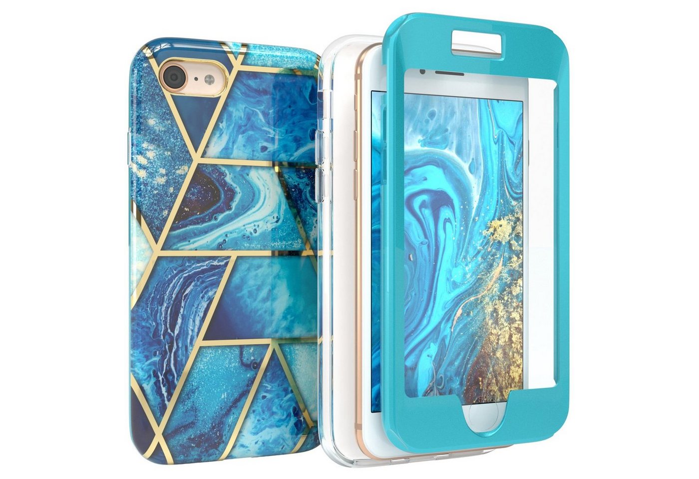 EAZY CASE Handyhülle Fullcover Case für iPhone SE 2022/2020, iPhone 8/7 4,7 Zoll, Schutzfolie Schutzhülle mit Kameraschutz Komplettschutz Backcover Blau EAZY CASE Handyhülle Fullcover Case für iPhone SE 2022/2020, iPhone 8/7 4,7 Zoll, Schutzfolie Schutzhülle mit Kameraschutz Komplettschutz Backcover Blau von EAZY CASE