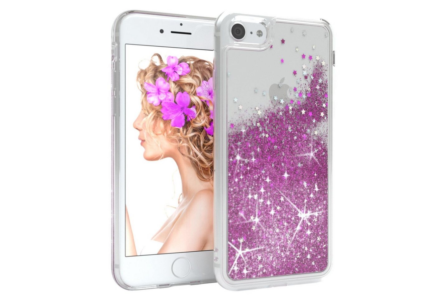 EAZY CASE Handyhülle Glittery Case für iPhone SE 2022/2020 iPhone 8/7 4,7 Zoll, Bumper Case Back Cover Glitter Glossy Handyhülle Etui Violett Lila von EAZY CASE