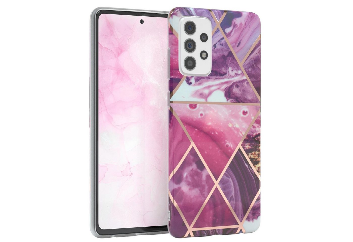 EAZY CASE Handyhülle IMD Motiv Cover für Samsung Galaxy A72 / A72 5G 6,7 Zoll, Dünne Handy Schutzhülle mit Kameraschutz Slim Backcover Violett Beere von EAZY CASE