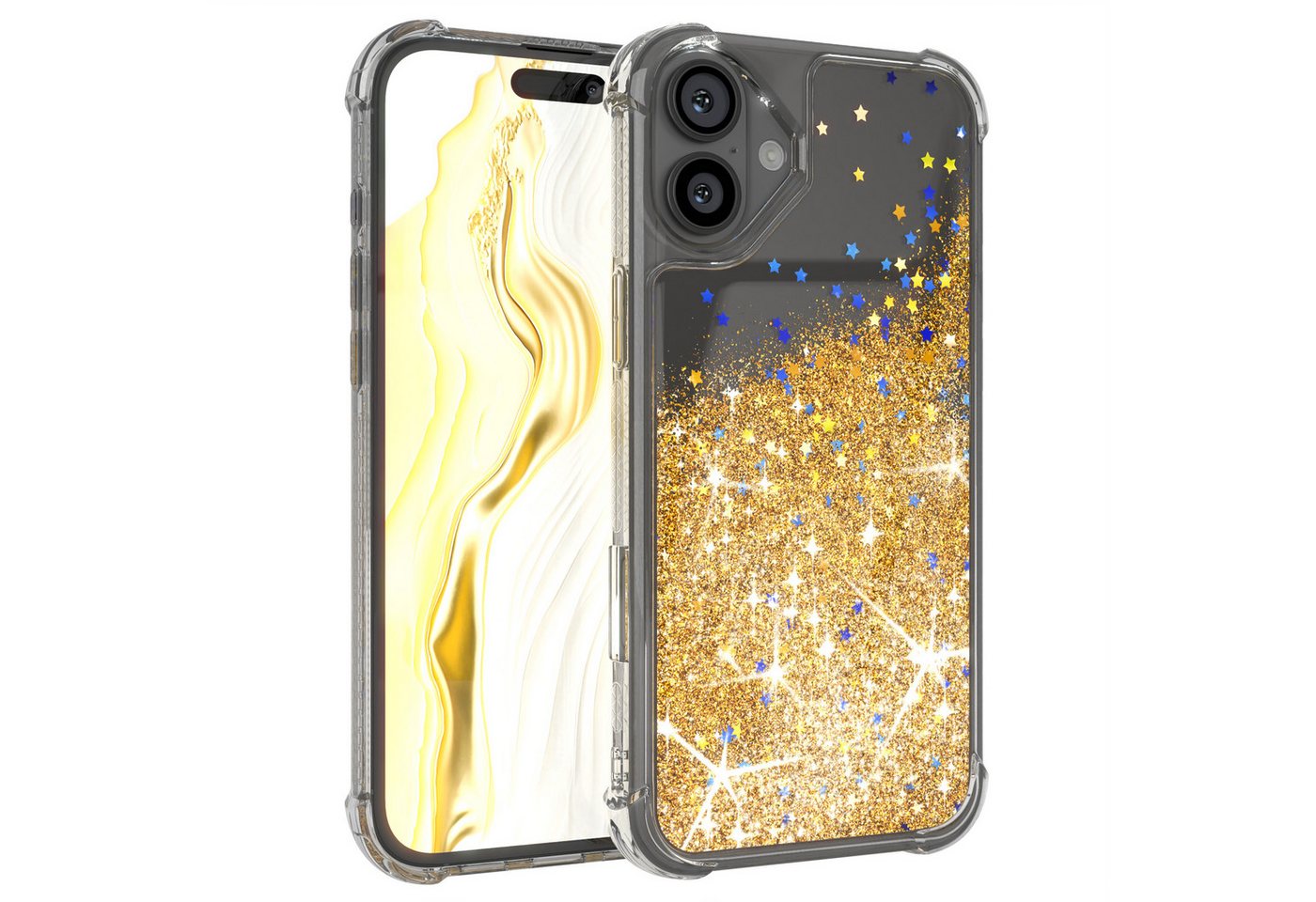 EAZY CASE Handyhülle Liquid Glittery Case für Apple iPhone 16 Plus 6,7 Zoll, Durchsichtig Back Case Handy Softcase Silikonhülle Glitzer Cover Gold EAZY CASE Handyhülle Liquid Glittery Case für Apple iPhone 16 Plus 6,7 Zoll, Durchsichtig Back Case Handy Softcase Silikonhülle Glitzer Cover Gold von EAZY CASE