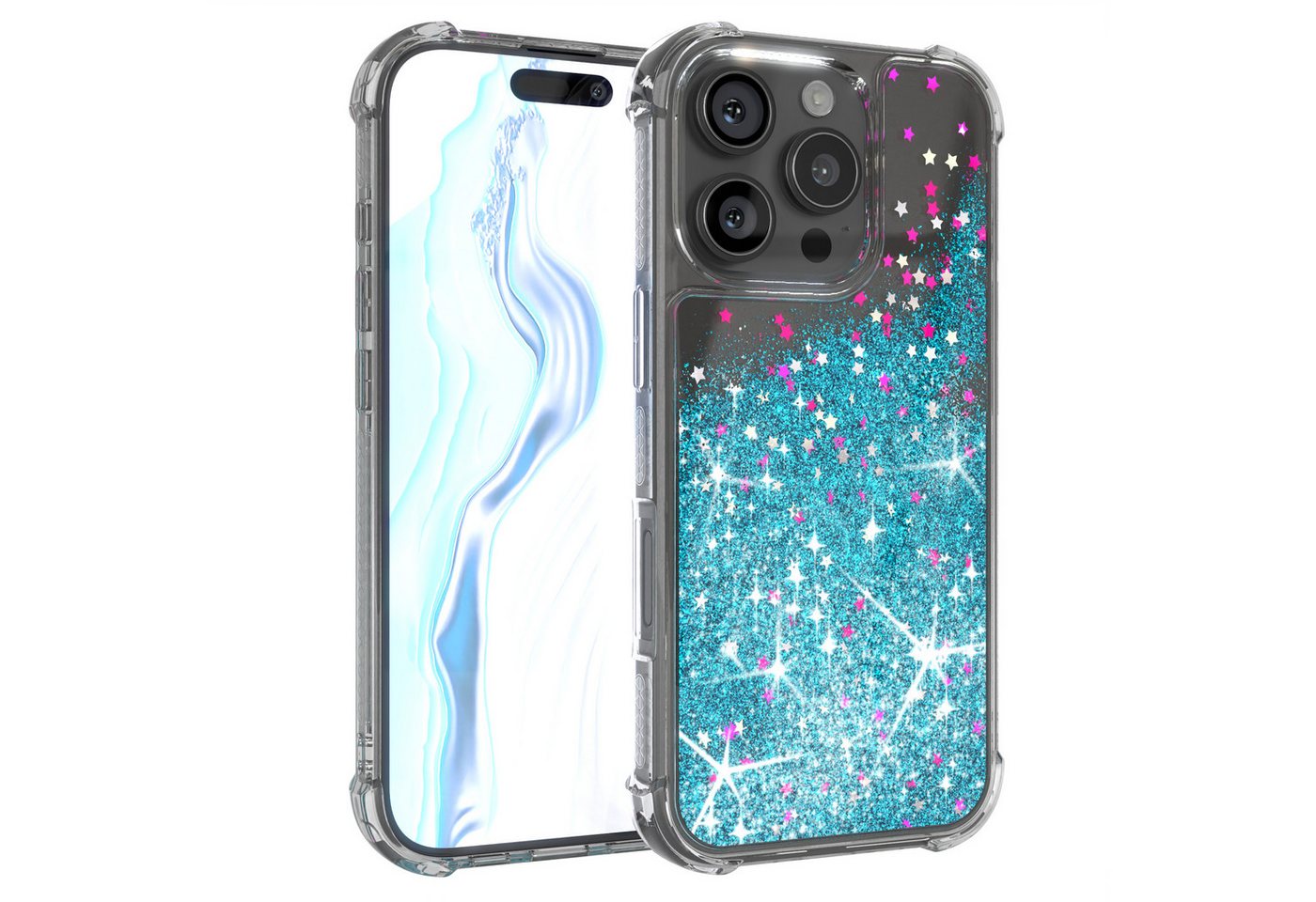 EAZY CASE Handyhülle Liquid Glittery Case für Apple iPhone 16 Pro 6,3 Zoll, Gloss Slimcover Girly Backcover Bling Phone Case kratzfeste Cover Blau EAZY CASE Handyhülle Liquid Glittery Case für Apple iPhone 16 Pro 6,3 Zoll, Gloss Slimcover Girly Backcover Bling Phone Case kratzfeste Cover Blau von EAZY CASE