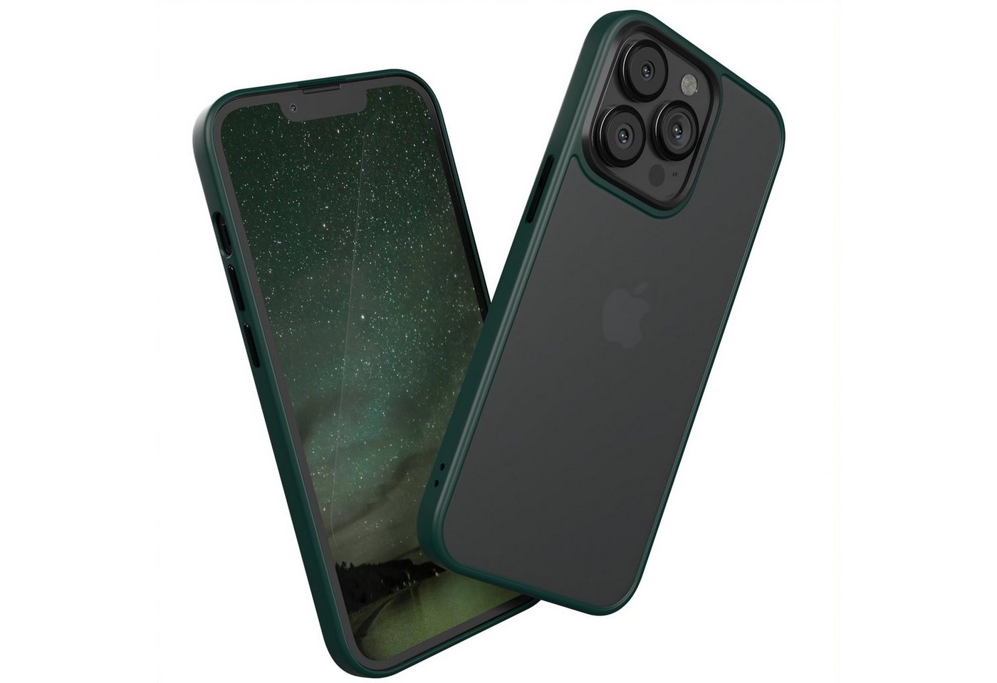 EAZY CASE Handyhülle Outdoor Case für Apple iPhone 13 Pro 6,1 Zoll, Slim Cover Durchsichtig Robust Back Cover stoßfest Grün / Nachtgrün von EAZY CASE
