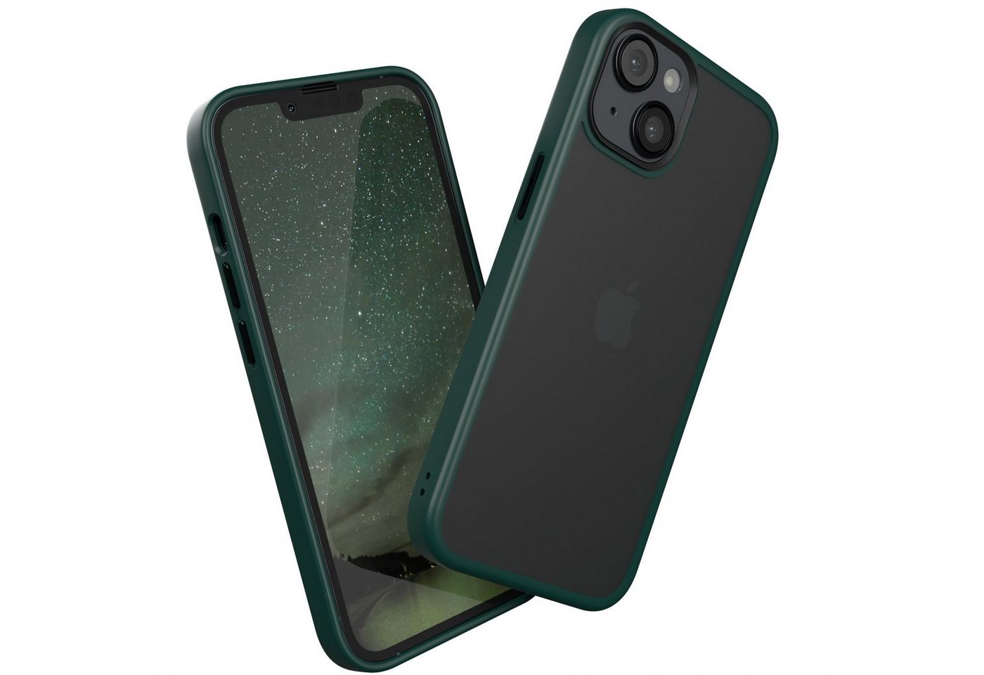 EAZY CASE Handyhülle Outdoor Case für Apple iPhone 14 / Apple iPhone 13 6,1 Zoll, Slim Cover Durchsichtig Robust Back Cover stoßfest Grün / Nachtgrün von EAZY CASE