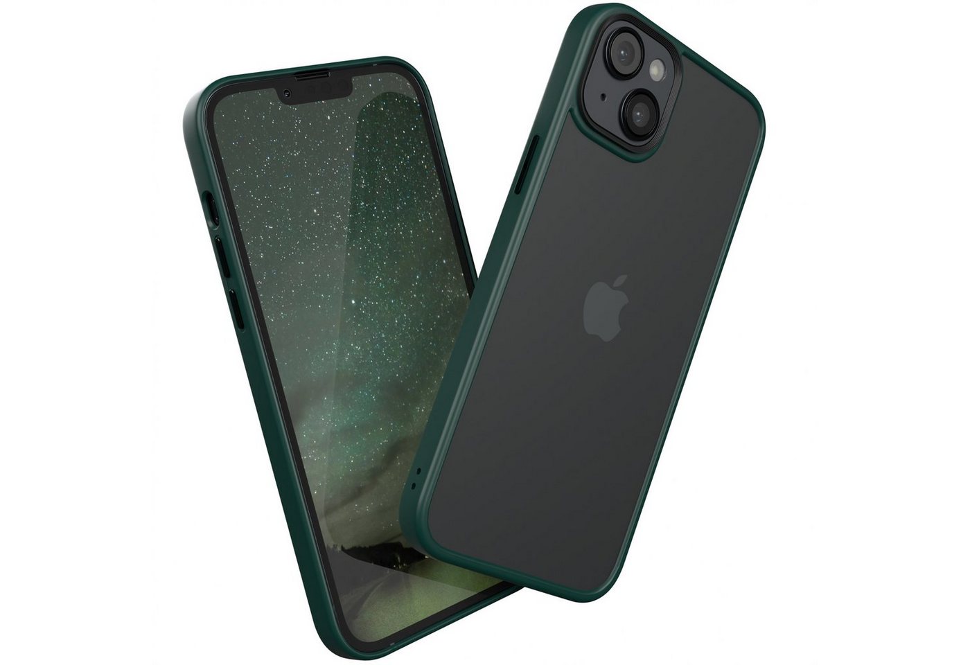 EAZY CASE Handyhülle Outdoor Case für Apple iPhone 14 Plus 6,7 Zoll, Slim Cover Durchsichtig Robust Back Cover stoßfest Grün / Nachtgrün von EAZY CASE