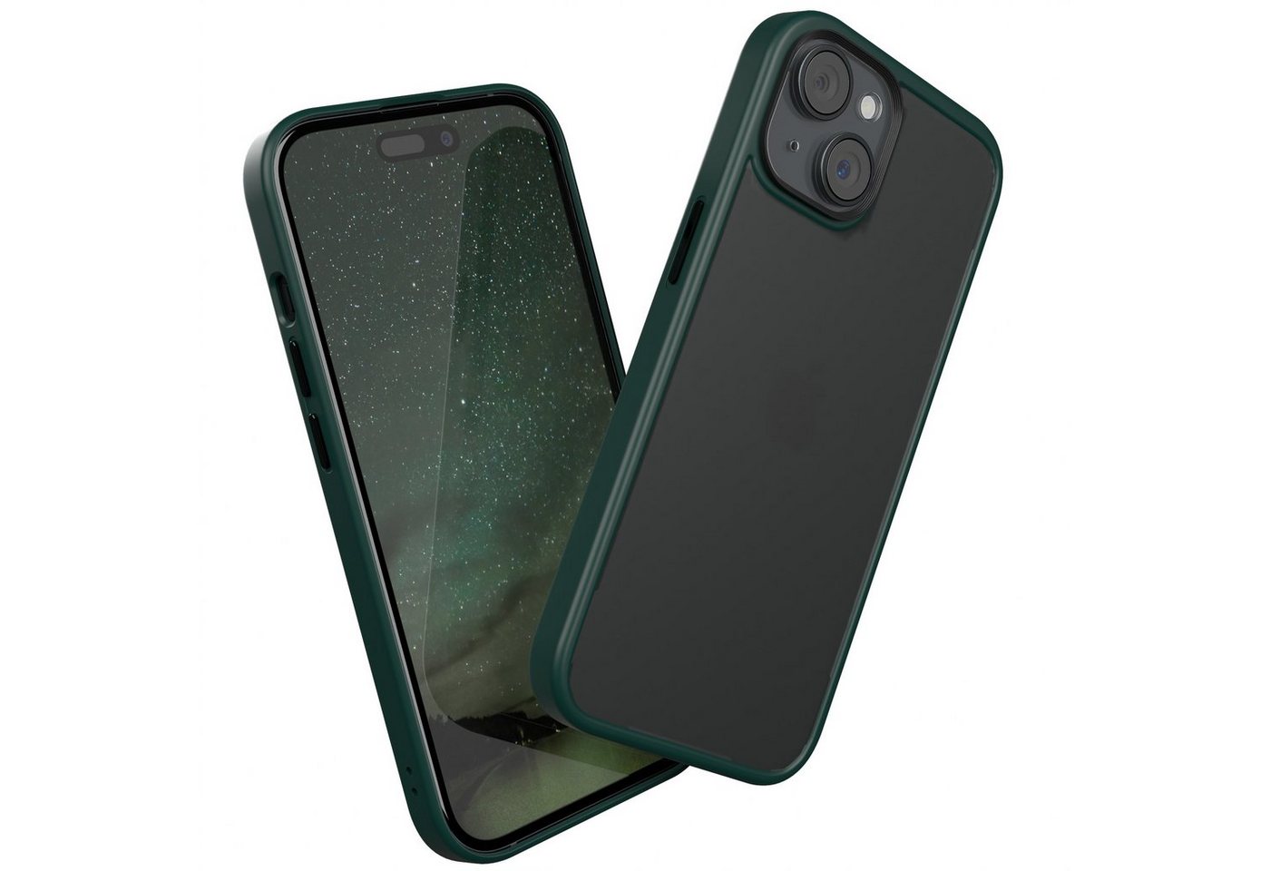 EAZY CASE Handyhülle Outdoor Case für Apple iPhone 15 6,1 Zoll, Slim Cover Durchsichtig Robust Back Cover stoßfest Grün / Nachtgrün von EAZY CASE
