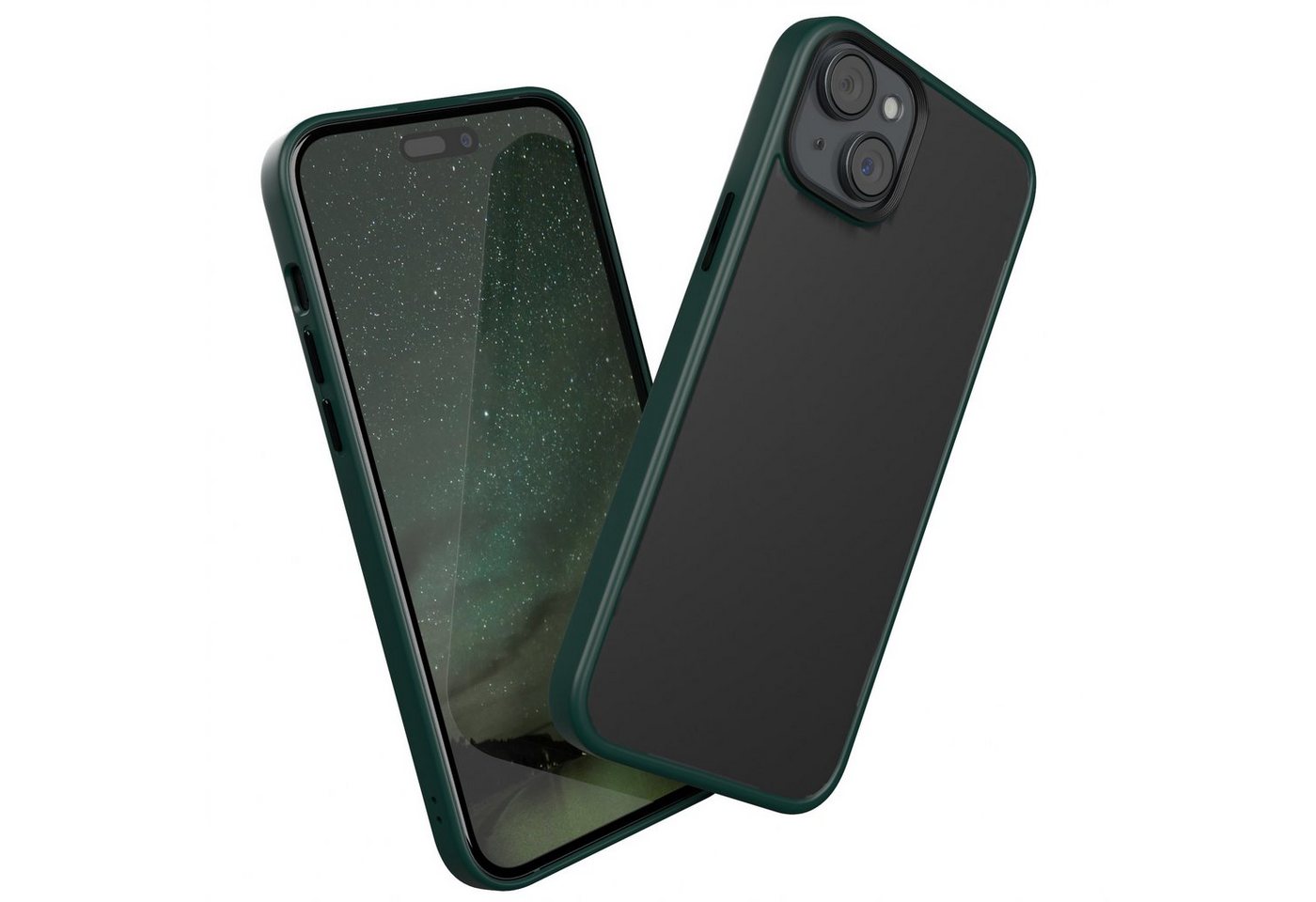 EAZY CASE Handyhülle Outdoor Case für Apple iPhone 15 Plus 6,7 Zoll, Slim Cover Durchsichtig Robust Back Cover stoßfest Grün / Nachtgrün von EAZY CASE