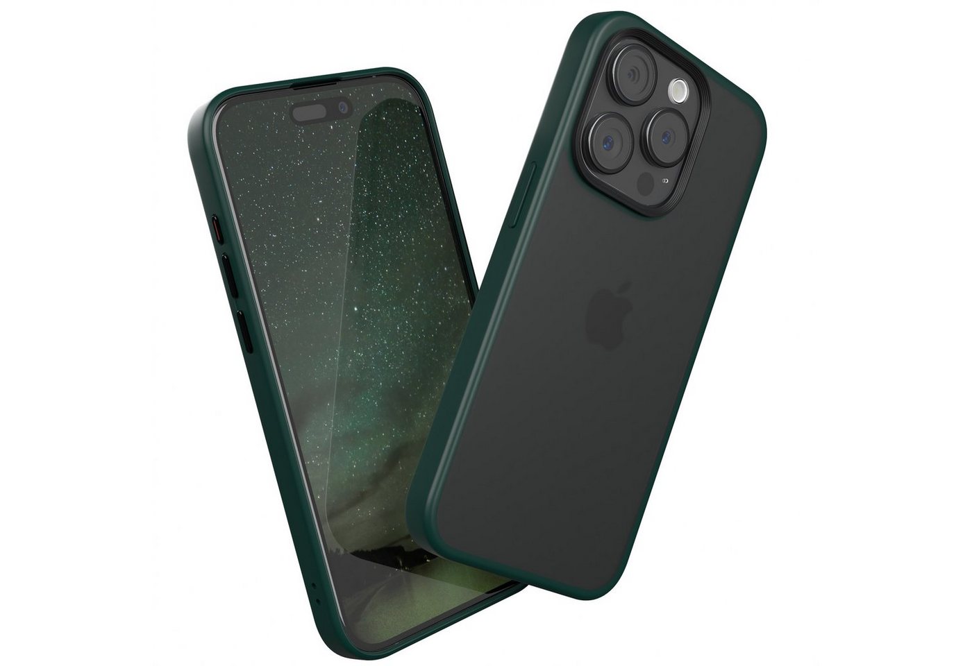 EAZY CASE Handyhülle Outdoor Case für Apple iPhone 15 Pro 6,1 Zoll, Slim Cover Durchsichtig Robust Back Cover stoßfest Grün / Nachtgrün von EAZY CASE