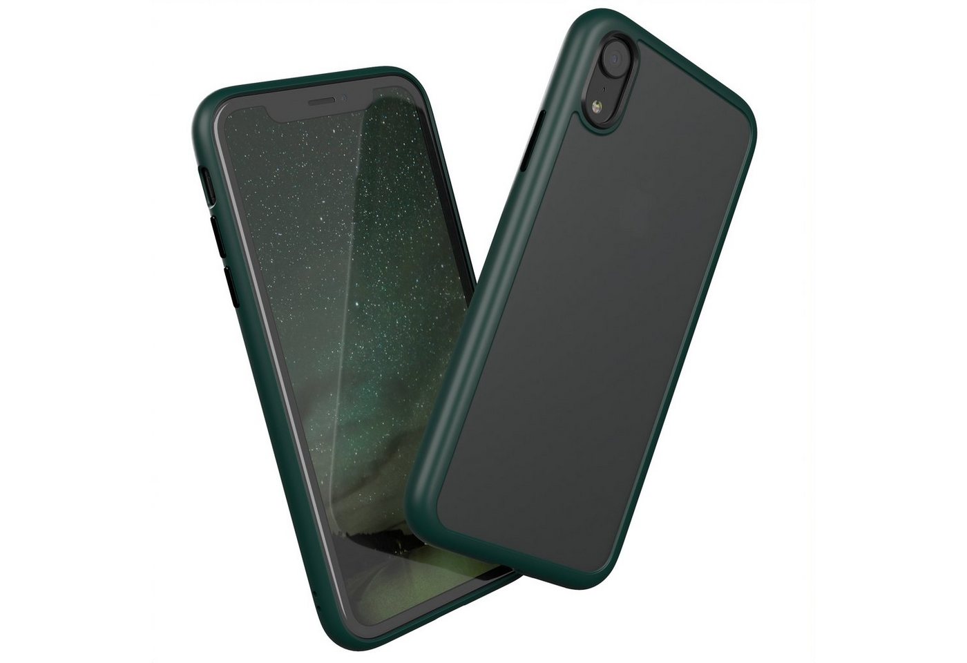 EAZY CASE Handyhülle Outdoor Case für Apple iPhone XR 6,1 Zoll, Slim Cover Durchsichtig Robust Back Cover stoßfest Grün / Nachtgrün von EAZY CASE