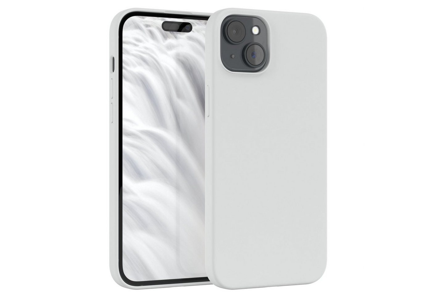 EAZY CASE Handyhülle Premium Silikon Case für Apple iPhone 15 Plus 6,7 Zoll, Silikon Schutzhülle mit Kameraschutz kratzfest Handy Softcase Weiß von EAZY CASE