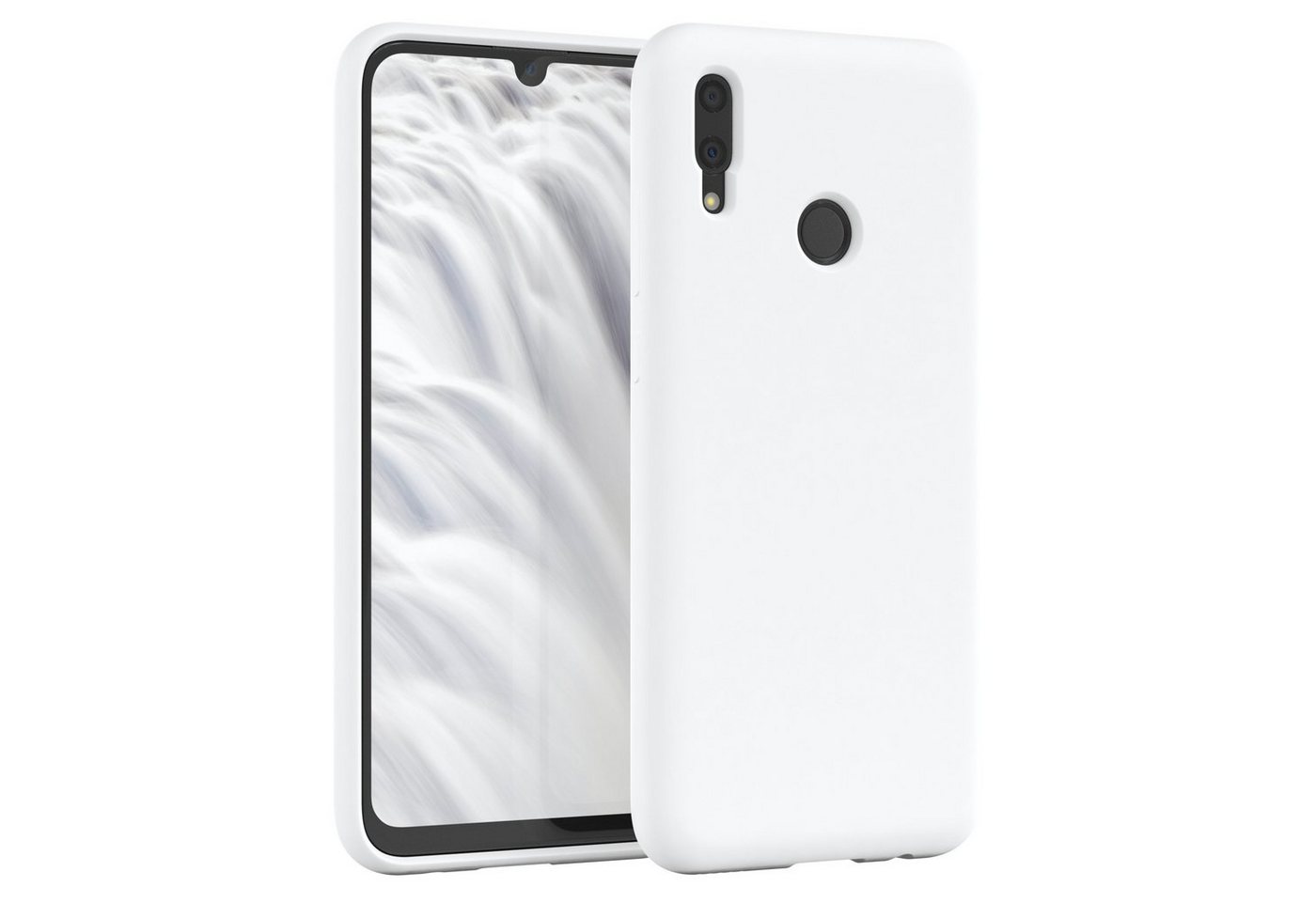 EAZY CASE Handyhülle Premium Silikon Case für Huawei P Smart (2019) 6,21 Zoll, Silikon Schutzhülle mit Kameraschutz kratzfest Handy Softcase Weiß von EAZY CASE