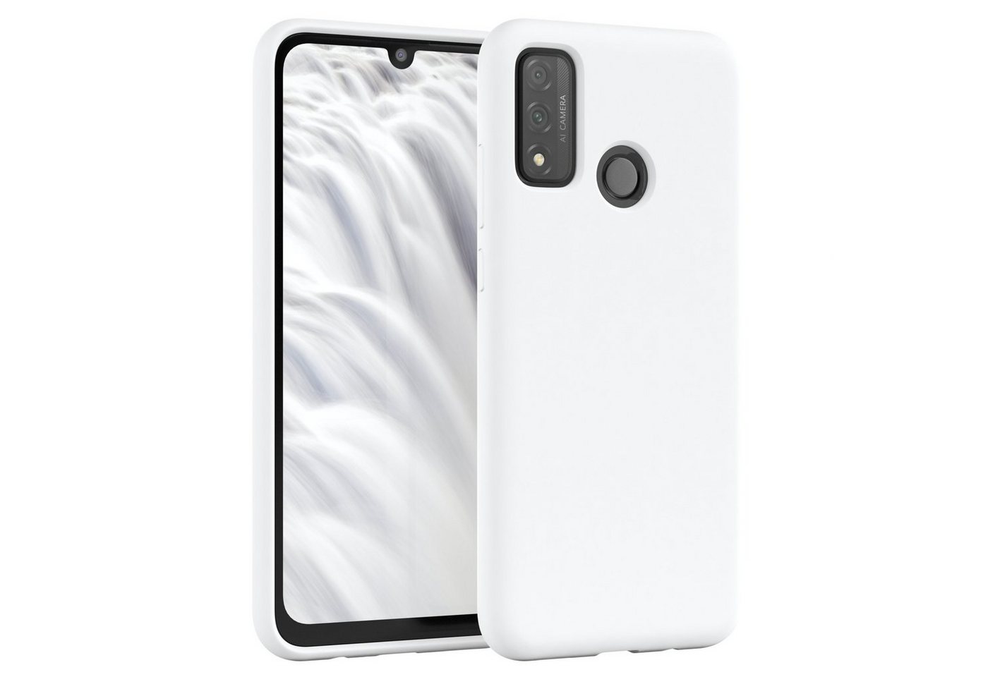 EAZY CASE Handyhülle Premium Silikon Case für Huawei P Smart (2020) 6,21 Zoll, Silikon Schutzhülle mit Kameraschutz kratzfest Handy Softcase Weiß von EAZY CASE
