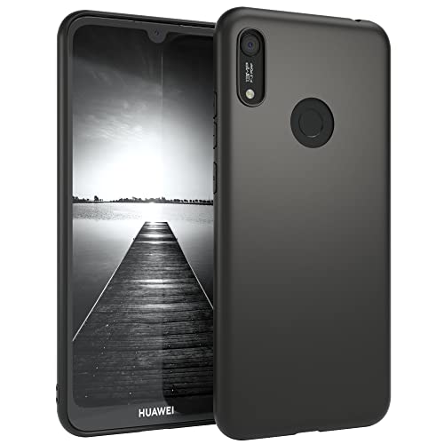 EAZY CASE Handyhülle Silikon mit Kameraschutz kompatibel mit Huawei Y6s (2019) / Honor 8A in Schwarz Matt, Ultra dünn, Slimcover, Silikonhülle, Hülle, Softcase, Backcover von EAZY CASE