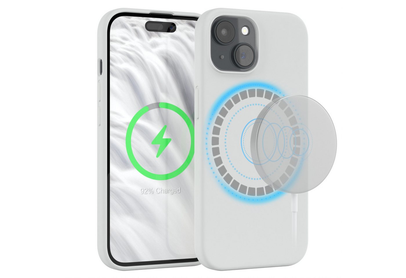 EAZY CASE Handyhülle Silikonhülle mit MagSafe für Apple iPhone 15 6,1 Zoll, Silikon Hülle magnetisch Soft Case Backcase kratzfeste Slim Cover Weiß EAZY CASE Handyhülle Silikonhülle mit MagSafe für Apple iPhone 15 6,1 Zoll, Silikon Hülle magnetisch Soft Case Backcase kratzfeste Slim Cover Weiß von EAZY CASE