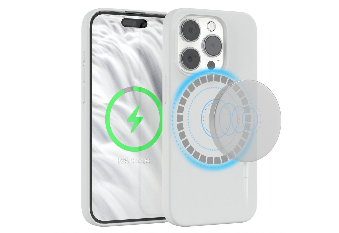 EAZY CASE Handyhülle Silikonhülle mit MagSafe für Apple iPhone 15 Pro 6,1 Zoll, Silikon Hülle magnetisch Soft Case Backcase kratzfeste Slim Cover Weiß EAZY CASE Handyhülle Silikonhülle mit MagSafe für Apple iPhone 15 Pro 6,1 Zoll, Silikon Hülle magnetisch Soft Case Backcase kratzfeste Slim Cover Weiß von EAZY CASE
