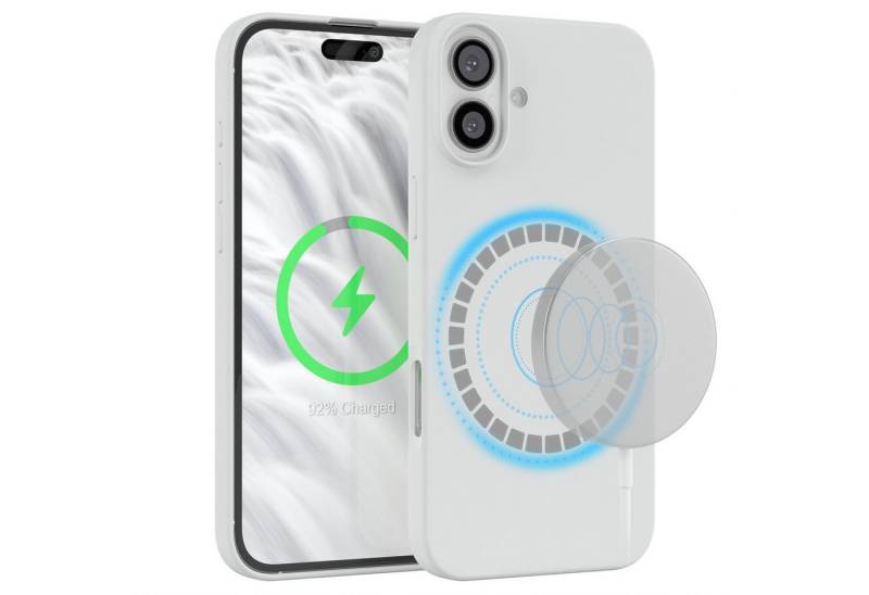 EAZY CASE Handyhülle Silikonhülle mit MagSafe für Apple iPhone 16 Plus 6,7 Zoll, Silikon Hülle magnetisch Soft Case Backcase kratzfeste Slim Cover Weiß von EAZY CASE