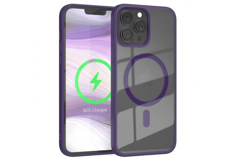 EAZY CASE Handyhülle Transparente Hülle mit MagSafe iPhone 13 Pro Max 6,7 Zoll, Hülle mit Kameraschutz, Smart Case kompatibel mit Magsafe, Violett von EAZY CASE