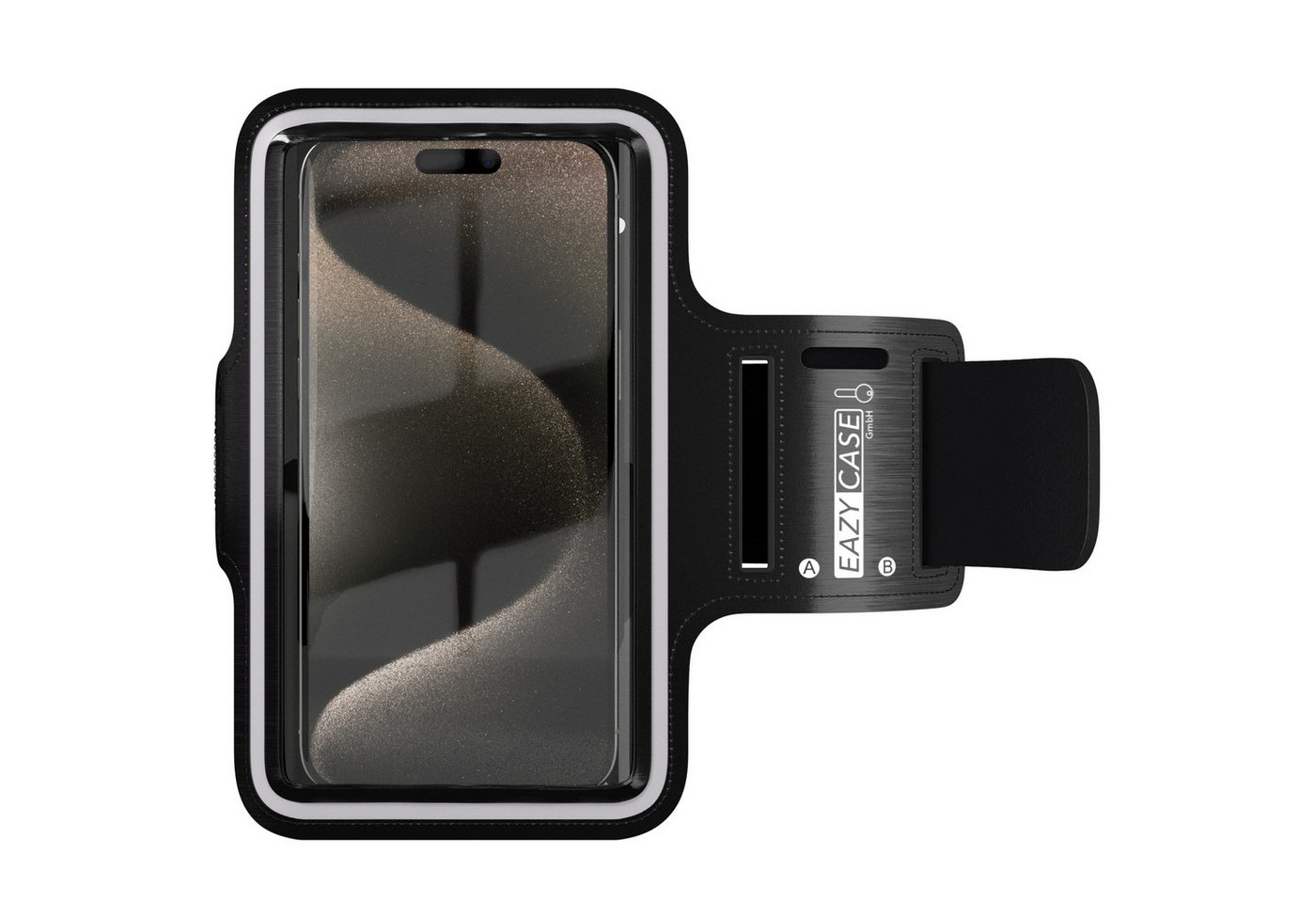 EAZY CASE Handyhülle Universal Sportarmband mit Reflektor Schwarz bis 6,7 Zoll, Sport Armband Laufarmband Unisex schweißfest Schlüsselfach Schwarz EAZY CASE Handyhülle Universal Sportarmband mit Reflektor Schwarz bis 6,7 Zoll, Sport Armband Laufarmband Unisex schweißfest Schlüsselfach Schwarz von EAZY CASE