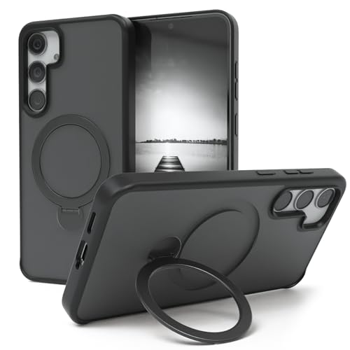 EAZY CASE - Handyhülle für Samsung Galaxy S24 Plus Schutzhülle mit Ständer kompatibel mit Galaxy S24 Plus Hülle mit 360° Ring & Magnetfunktion zum Aufstellen stoßfest induktives Laden Cover Schwarz von EAZY CASE