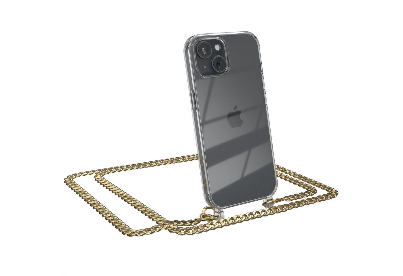 EAZY CASE Handykette 2in1 Metallkette Magsafe Hülle für iPhone 15 6,1 Zoll, Hülle mit Band Silikonhülle durchsichtig Necklace Cover Slimcover Gold EAZY CASE Handykette 2in1 Metallkette Magsafe Hülle für iPhone 15 6,1 Zoll, Hülle mit Band Silikonhülle durchsichtig Necklace Cover Slimcover Gold von EAZY CASE