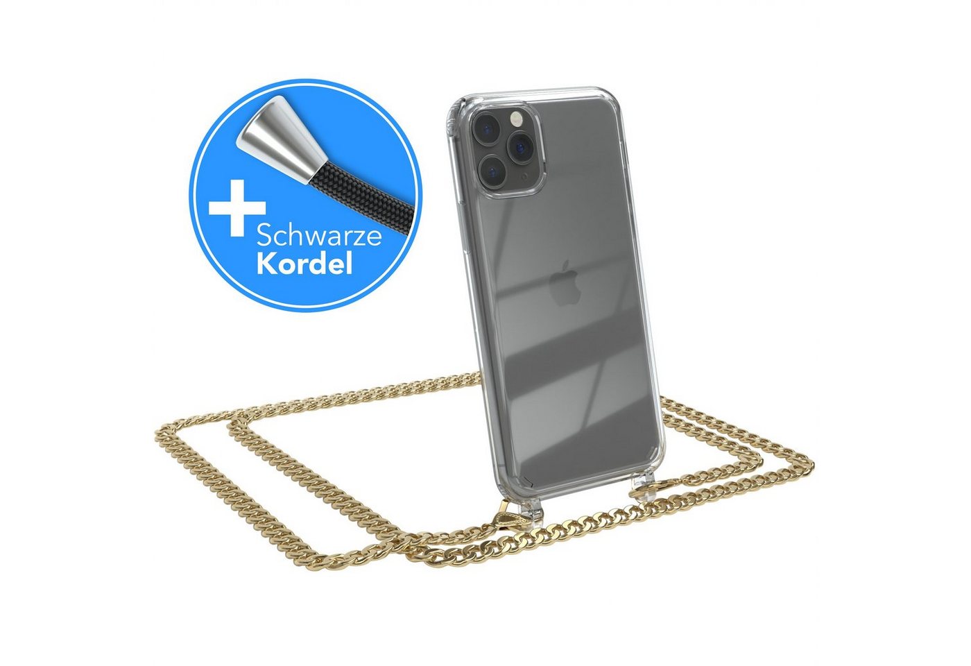 EAZY CASE Handykette 2in1 Metallkette für Apple iPhone 11 Pro 5,8 Zoll, Hülle mit Band Silikonhülle durchsichtig Necklace Cover Slimcover Gold EAZY CASE Handykette 2in1 Metallkette für Apple iPhone 11 Pro 5,8 Zoll, Hülle mit Band Silikonhülle durchsichtig Necklace Cover Slimcover Gold von EAZY CASE