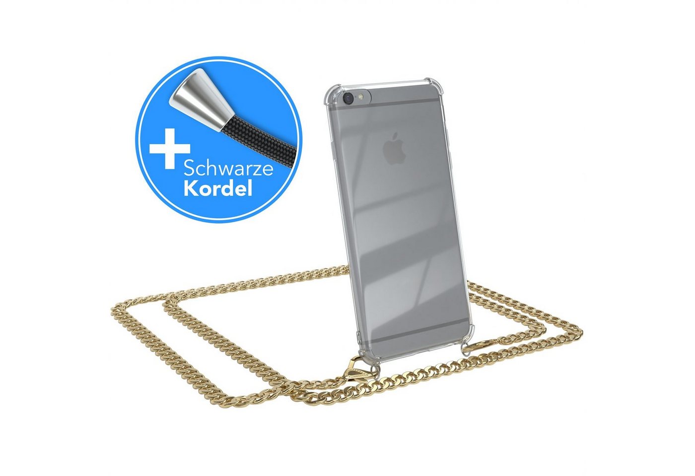 EAZY CASE Handykette 2in1 Metallkette für Apple iPhone 6 / 6S 4,7 Zoll, Hülle mit Band Silikonhülle durchsichtig Necklace Cover Slimcover Gold EAZY CASE Handykette 2in1 Metallkette für Apple iPhone 6 / 6S 4,7 Zoll, Hülle mit Band Silikonhülle durchsichtig Necklace Cover Slimcover Gold von EAZY CASE