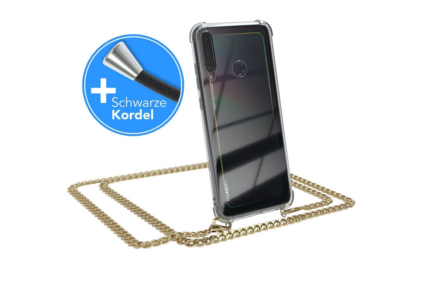 EAZY CASE Handykette 2in1 Metallkette für Huawei P40 Lite E 6,39 Zoll, Hülle mit Band Silikonhülle durchsichtig Necklace Cover Slimcover Gold EAZY CASE Handykette 2in1 Metallkette für Huawei P40 Lite E 6,39 Zoll, Hülle mit Band Silikonhülle durchsichtig Necklace Cover Slimcover Gold von EAZY CASE