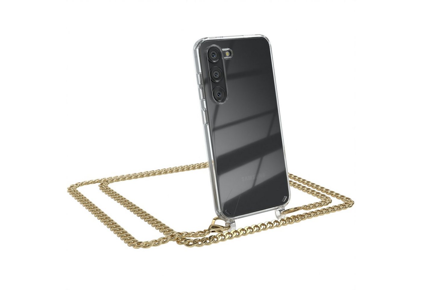 EAZY CASE Handykette 2in1 Metallkette für Samsung Galaxy S23 6,1 Zoll, Hülle mit Band Silikonhülle durchsichtig Necklace Cover Slimcover Gold EAZY CASE Handykette 2in1 Metallkette für Samsung Galaxy S23 6,1 Zoll, Hülle mit Band Silikonhülle durchsichtig Necklace Cover Slimcover Gold von EAZY CASE
