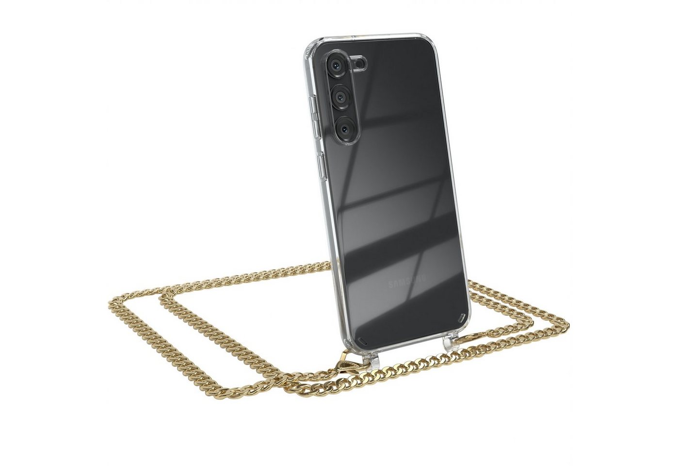 EAZY CASE Handykette 2in1 Metallkette für Samsung Galaxy S23 Plus 6,6 Zoll, Hülle mit Band Silikonhülle durchsichtig Necklace Cover Slimcover Gold EAZY CASE Handykette 2in1 Metallkette für Samsung Galaxy S23 Plus 6,6 Zoll, Hülle mit Band Silikonhülle durchsichtig Necklace Cover Slimcover Gold von EAZY CASE