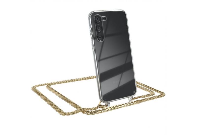 EAZY CASE Handykette 2in1 Metallkette für Samsung Galaxy S23 Plus 6,6 Zoll, Hülle mit Band Silikonhülle durchsichtig Necklace Cover Slimcover Gold von EAZY CASE