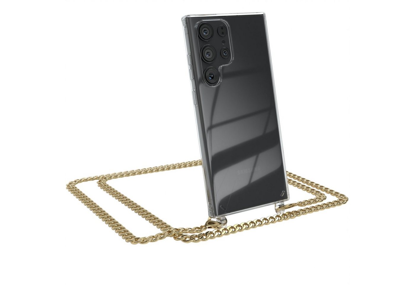 EAZY CASE Handykette 2in1 Metallkette für Samsung Galaxy S23 Ultra 6,8 Zoll, Hülle mit Band Silikonhülle durchsichtig Necklace Cover Slimcover Gold EAZY CASE Handykette 2in1 Metallkette für Samsung Galaxy S23 Ultra 6,8 Zoll, Hülle mit Band Silikonhülle durchsichtig Necklace Cover Slimcover Gold von EAZY CASE