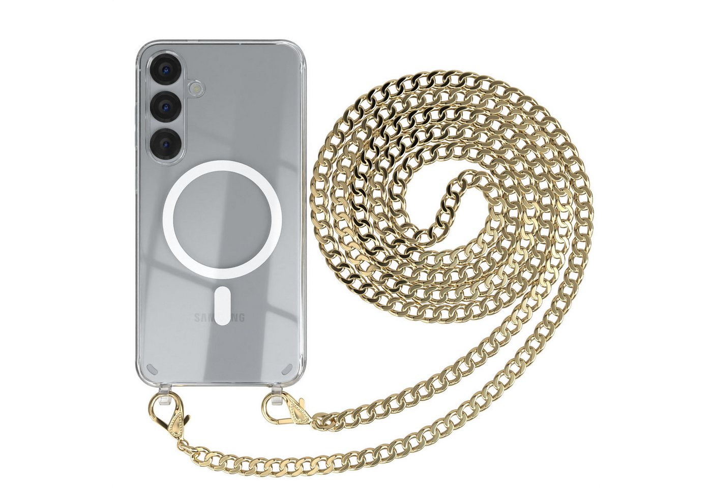 EAZY CASE Handykette mit Magsafe Hülle für Galaxy S25 Plus 6,7 Zoll, Handyhülle Transparent Smartphonekette für Unterwegs Necklace in Gold EAZY CASE Handykette mit Magsafe Hülle für Galaxy S25 Plus 6,7 Zoll, Handyhülle Transparent Smartphonekette für Unterwegs Necklace in Gold von EAZY CASE