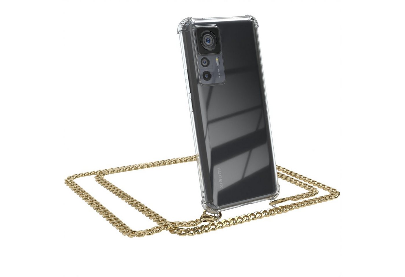 EAZY CASE Handykette 2in1 Metallkette für Xiaomi 12T / 12T Pro 6,67 Zoll, Hülle mit Band Silikonhülle durchsichtig Necklace Cover Slimcover Gold EAZY CASE Handykette 2in1 Metallkette für Xiaomi 12T / 12T Pro 6,67 Zoll, Hülle mit Band Silikonhülle durchsichtig Necklace Cover Slimcover Gold von EAZY CASE