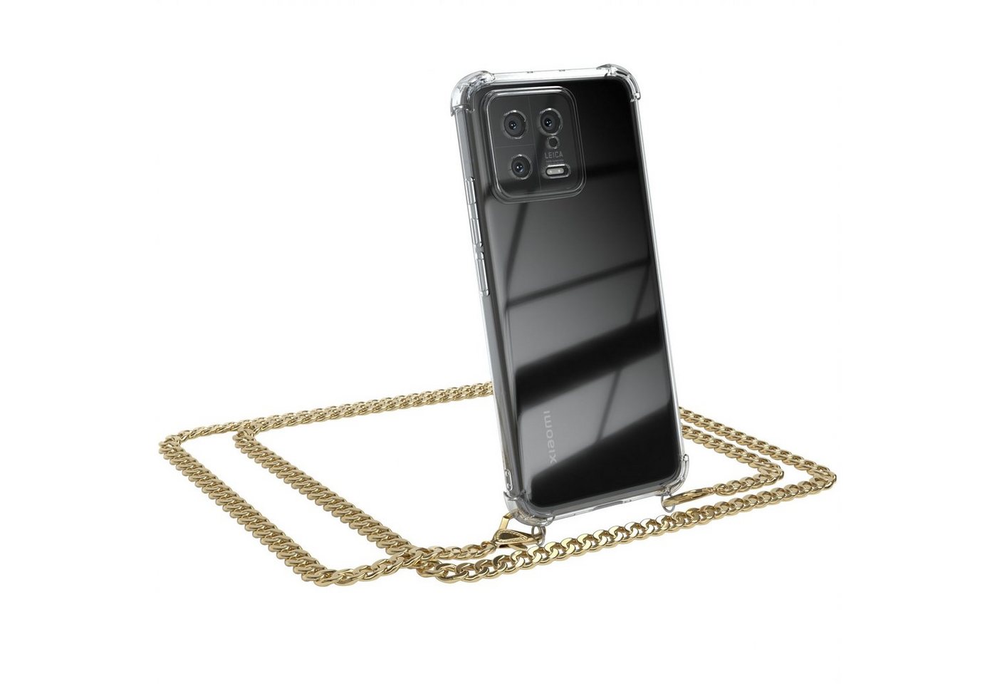EAZY CASE Handykette 2in1 Metallkette für Xiaomi 13 6,36 Zoll, Hülle mit Band Silikonhülle durchsichtig Necklace Cover Slimcover Gold EAZY CASE Handykette 2in1 Metallkette für Xiaomi 13 6,36 Zoll, Hülle mit Band Silikonhülle durchsichtig Necklace Cover Slimcover Gold von EAZY CASE