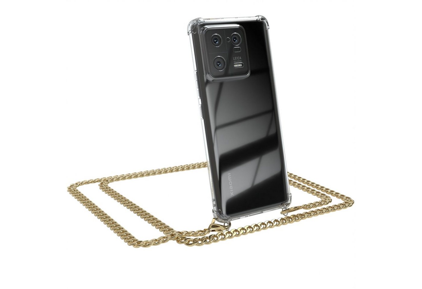 EAZY CASE Handykette 2in1 Metallkette für Xiaomi 13 Pro 6,73 Zoll, Hülle mit Band Silikonhülle durchsichtig Necklace Cover Slimcover Gold EAZY CASE Handykette 2in1 Metallkette für Xiaomi 13 Pro 6,73 Zoll, Hülle mit Band Silikonhülle durchsichtig Necklace Cover Slimcover Gold von EAZY CASE