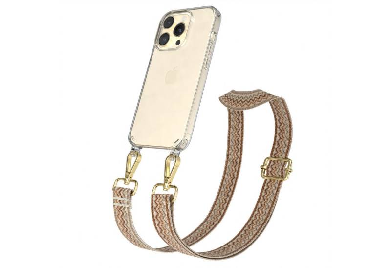EAZY CASE Handykette Boho Umhängeband für Apple iPhone 14 Pro 6,1 Zoll, Hülle aus Silikon mit Wave Band zum Umhängen Konzert Handykette Beige von EAZY CASE