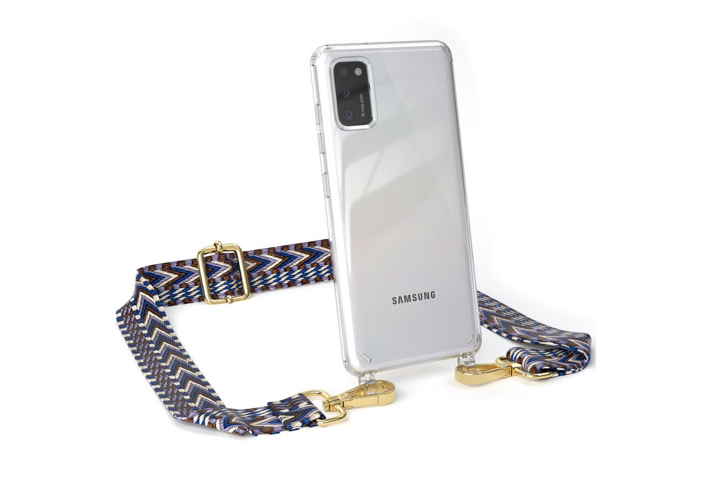 EAZY CASE Handykette Boho Umhängeband für Samsung Galaxy A41 6,1 Zoll, Handyband zum Wechseln geflochtenes Taschenband Festivalbag Boho Blau von EAZY CASE