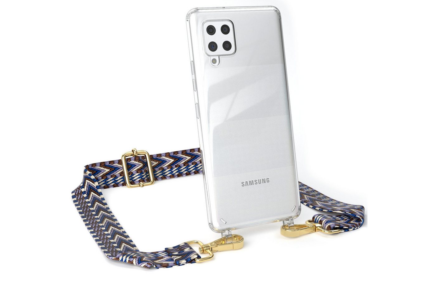 EAZY CASE Handykette Boho Umhängeband für Samsung Galaxy A42 5G 6,6 Zoll, Handyband zum Wechseln geflochtenes Taschenband Festivalbag Boho Blau von EAZY CASE