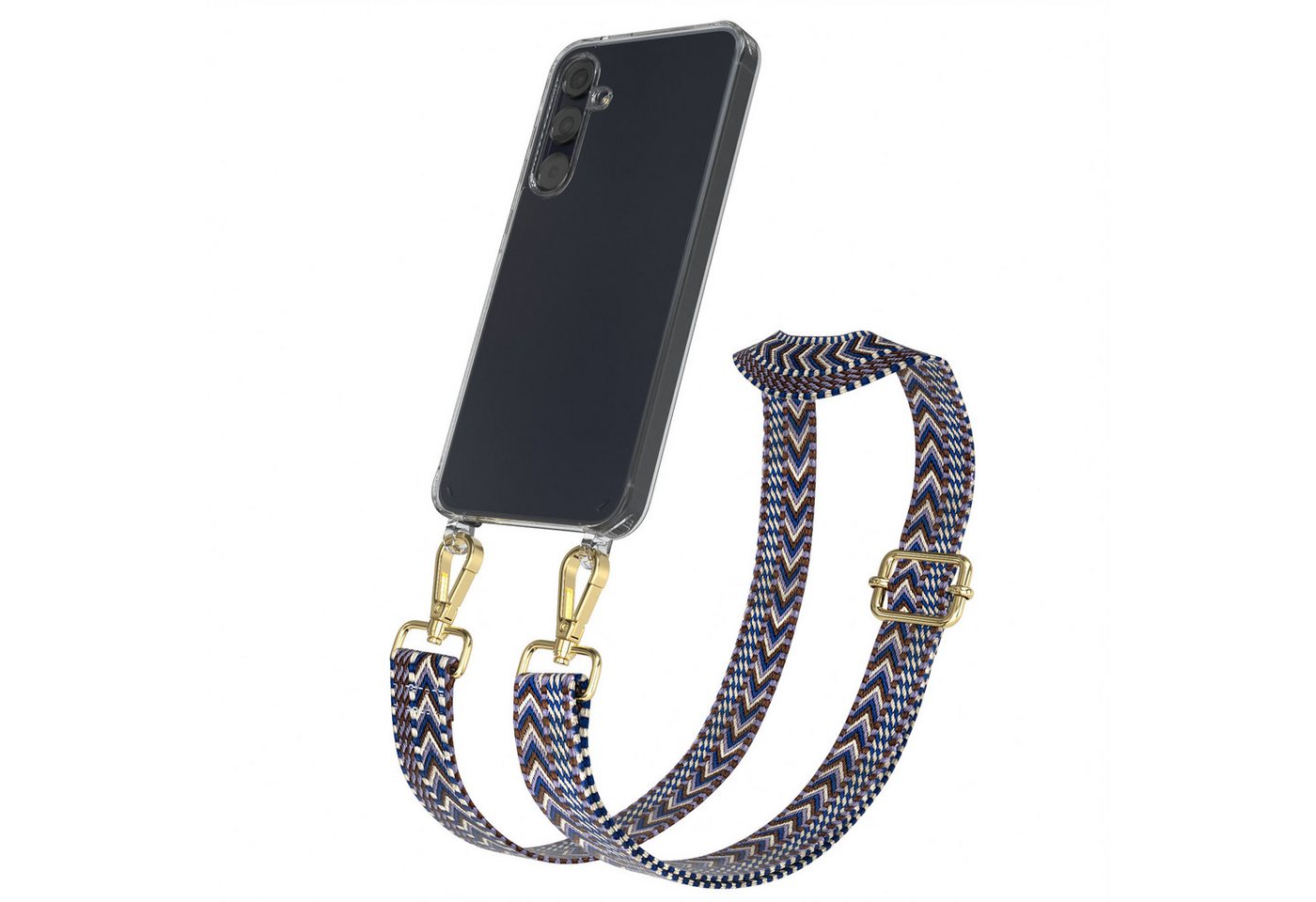 EAZY CASE Handykette Boho Umhängeband für Samsung Galaxy A55 6,6 Zoll, Handyband zum Wechseln geflochtenes Taschenband Festivalbag Boho Blau von EAZY CASE