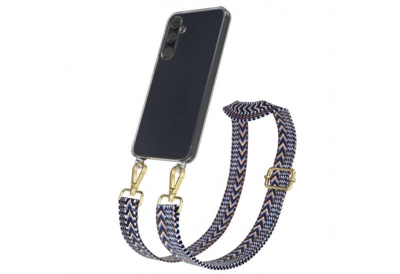 EAZY CASE Handykette Boho Umhängeband für Samsung Galaxy A55 6,6 Zoll, Handyband zum Wechseln geflochtenes Taschenband Festivalbag Boho Blau von EAZY CASE