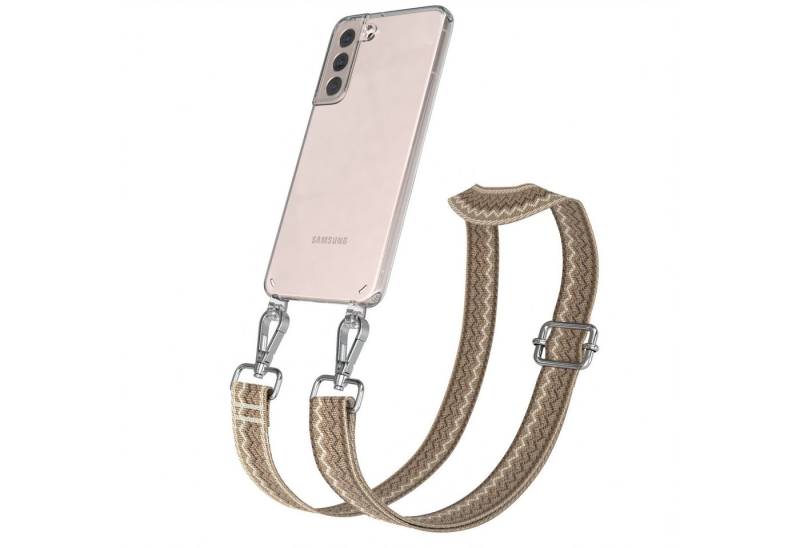 EAZY CASE Handykette Boho Umhängeband für Samsung Galaxy S22 Plus 5G 6,6 Zoll, Schulterriemen Taschenband mit Hülle Handyband Wave mit Band Braun von EAZY CASE