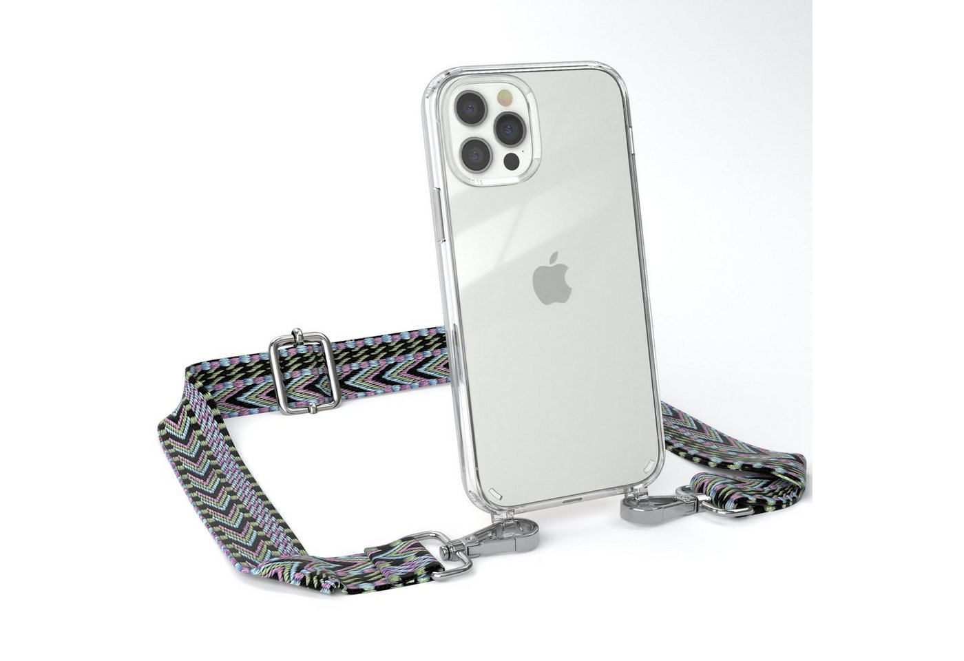 EAZY CASE Handykette Boho Umhängeband für iPhone 12 / iPhone 12 Pro 6,1 Zoll, Phone Chain nutzbar als Bauchtasche Body Case Riemchen mit Hülle Weiß von EAZY CASE