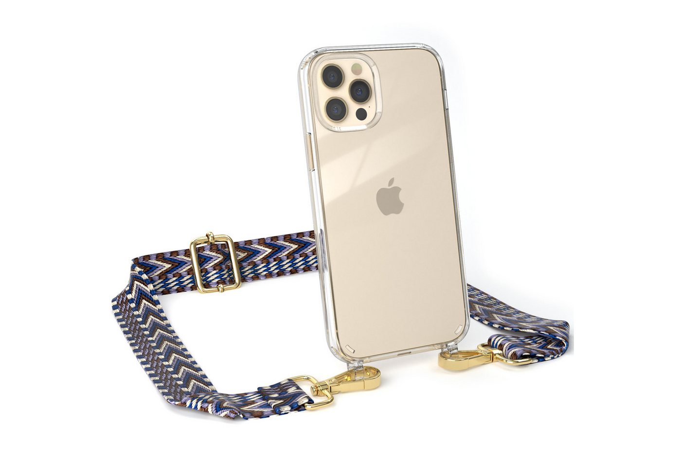 EAZY CASE Handykette Boho Umhängeband für iPhone 12 / iPhone 12 Pro 6,1 Zoll, Phone Chain nutzbar als Bauchtasche Body Case Riemchen mit Hülle Weiß von EAZY CASE