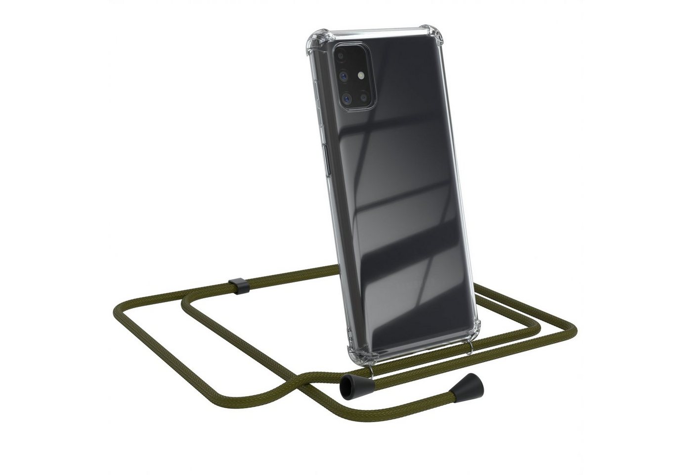 EAZY CASE Handykette Clips Schwarz für Samsung Galaxy M51 6,7 Zoll, Silikonhülle Transparent Handyhülle mit Kordel Kette zum Umhängen Blau von EAZY CASE