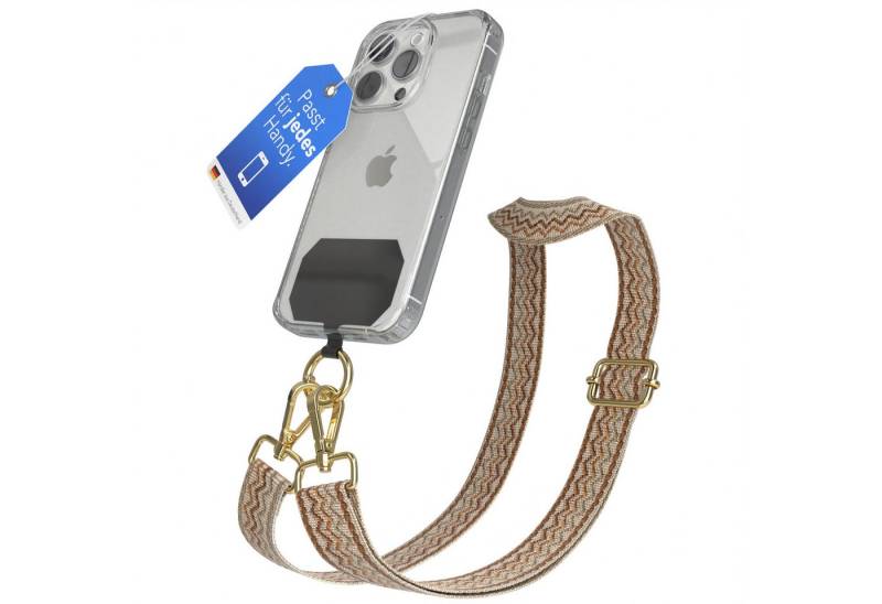 EAZY CASE Handykette Universal für alle Smartphones Boho/Wave/Leo Style, Handy Kette Handyband Wave mit jeder Hülle kombinierbar Beige Braun von EAZY CASE