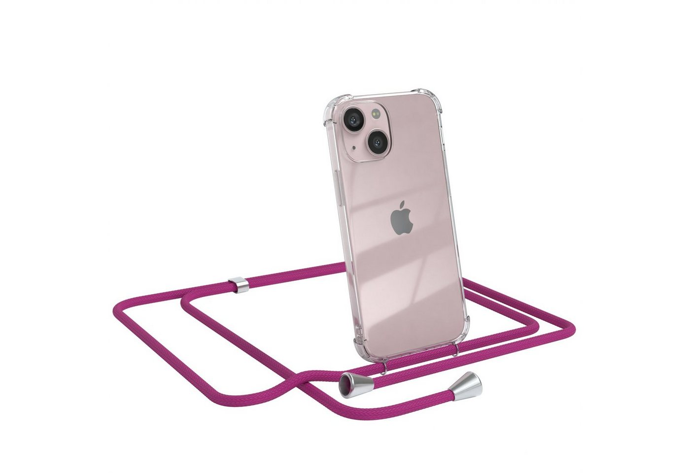 EAZY CASE Handykette Hülle mit Kette für Apple iPhone 13 Mini 5,4 Zoll, Handykordel Slimcover mit Umhängeband zum Umhängen Pink / Clip Silber EAZY CASE Handykette Hülle mit Kette für Apple iPhone 13 Mini 5,4 Zoll, Handykordel Slimcover mit Umhängeband zum Umhängen Pink / Clip Silber von EAZY CASE