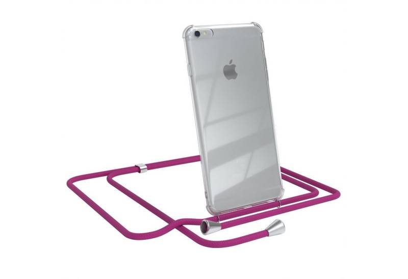 EAZY CASE Handykette Hülle mit Kette für Apple iPhone 6 Plus / 6S Plus 5,5 Zoll, Handykordel Slimcover mit Umhängeband zum Umhängen Pink / Clip Silber von EAZY CASE
