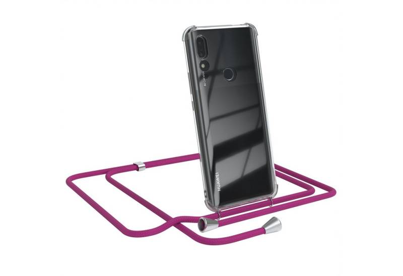 EAZY CASE Handykette Hülle mit Kette für Huawei P Smart Z/Y9 Prime 2019 6,59 Zoll, Handykordel Slimcover mit Umhängeband zum Umhängen Pink / Clip Silber von EAZY CASE