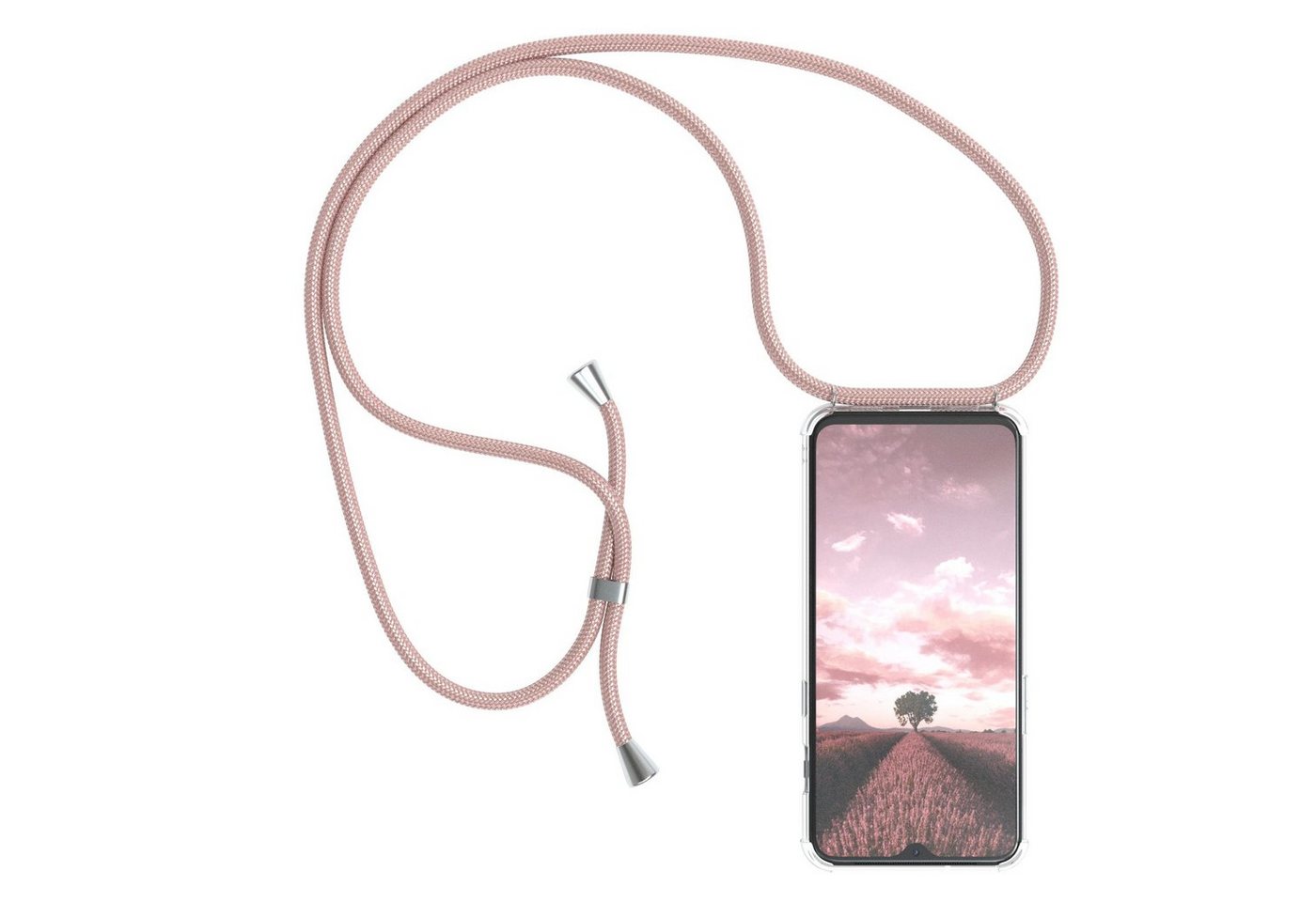 EAZY CASE Handykette Hülle mit Kette für One Plus 7 6,41 Zoll, Slimcover Festival Hülle Band Handyketten Umhängehülle Altrosa Rosé von EAZY CASE