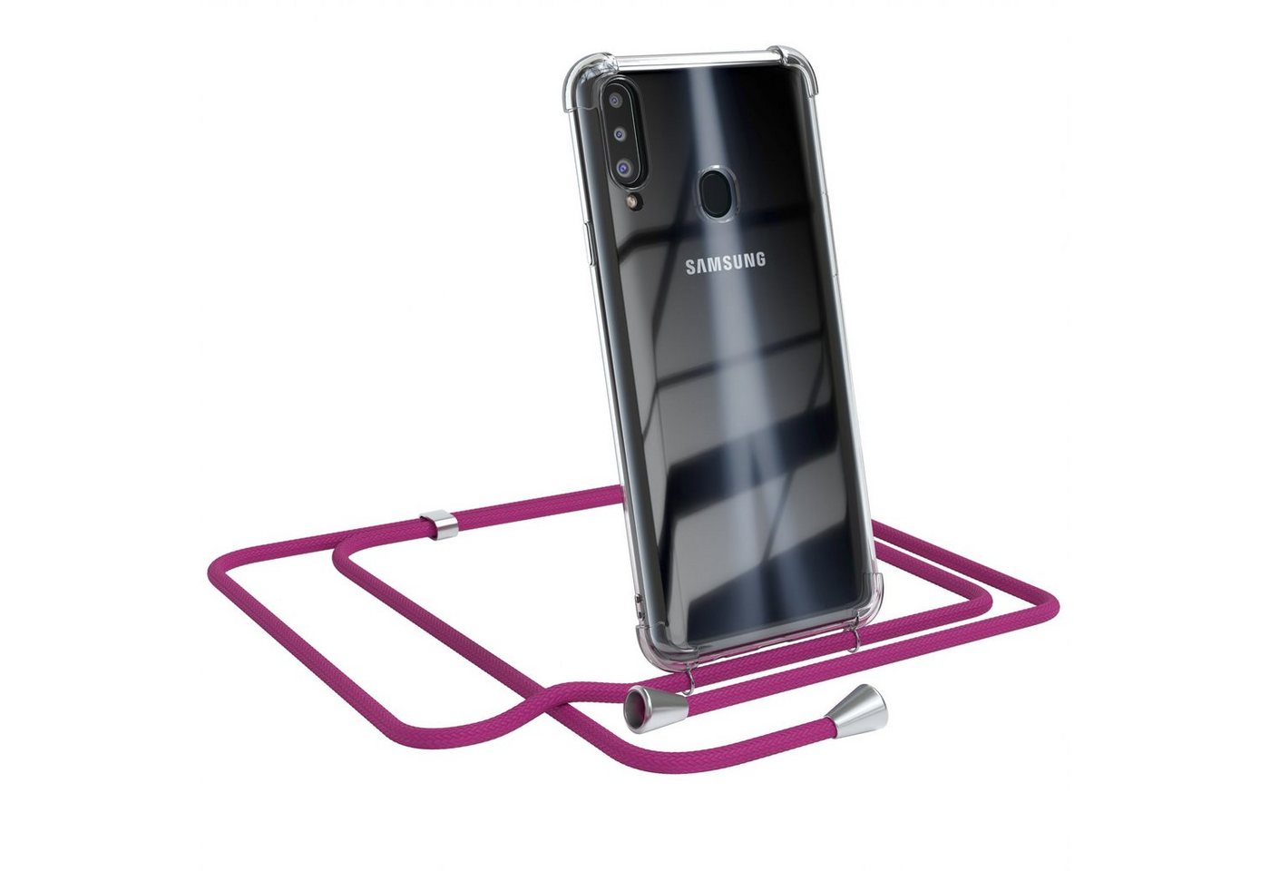 EAZY CASE Handykette Hülle mit Kette für Samsung Galaxy A20s 6,5 Zoll, Handykordel Slimcover mit Umhängeband zum Umhängen Pink / Clip Silber EAZY CASE Handykette Hülle mit Kette für Samsung Galaxy A20s 6,5 Zoll, Handykordel Slimcover mit Umhängeband zum Umhängen Pink / Clip Silber von EAZY CASE